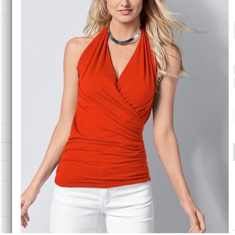 VENUS Bold Orange Red Halter Tank Top